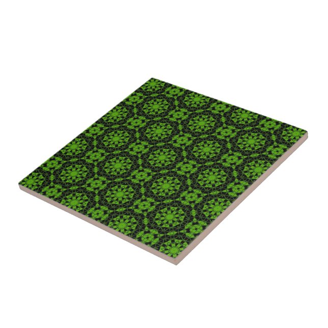 green and  black Geometric   Pattern Ceramic Tile (Side)