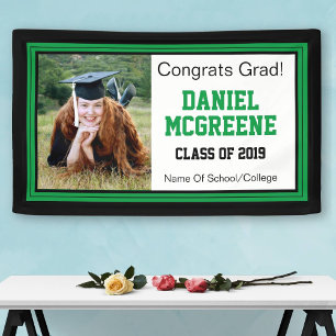 Green and Black Grad Photo Banner