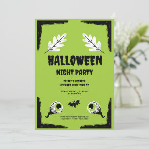 Green and Black Halloween Party, Halloween Party Holiday Card