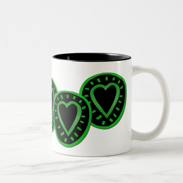 Green and black Hearts 3 two-tone Mug (Right)