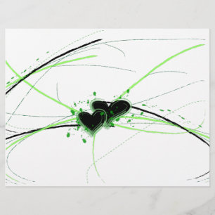 Green and Black Hearts Letterhead