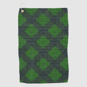 Green and black inclined squares or chess golf towel