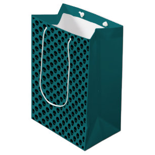 Green and Black Little Skulls Pattern Halloween Medium Gift Bag