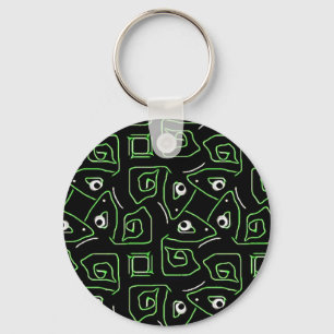 Green and black lizard pattern key ring