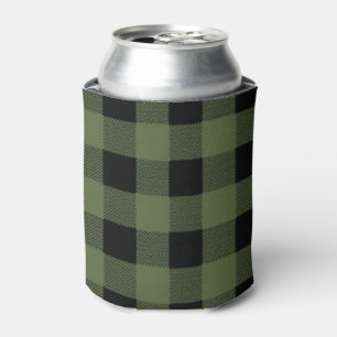 Green and Black Lumberjack Plaid Can Cooler