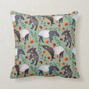 Green and Black Malayan Tapir Animal Pattern Cushion