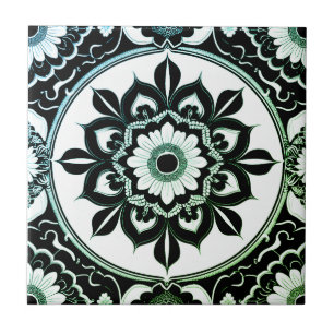 Green and Black Mandala Tile
