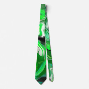 Green and Black Marble Digital Fluid Art  Tie