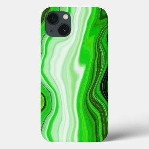 Green and Black Marble like Striped Fluid Art  iPhone 13 Case