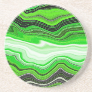 Green and Black Marble like Striped Fluid Art    Coaster
