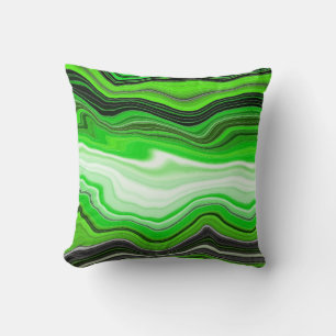 Green and Black Marble like Striped Fluid Art  Cushion
