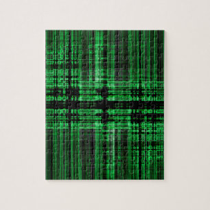 Green and black matrix pattern jigsaw puzzle