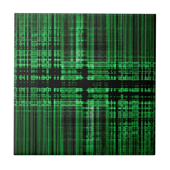 Green and black matrix pattern tile (Front)