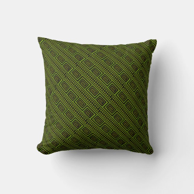 Green and Black Meander Cushion (Front)