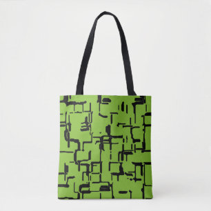 Green and Black Modern Pattern Tote Bag