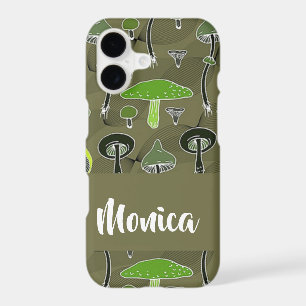 Green and black mushrooms pattern