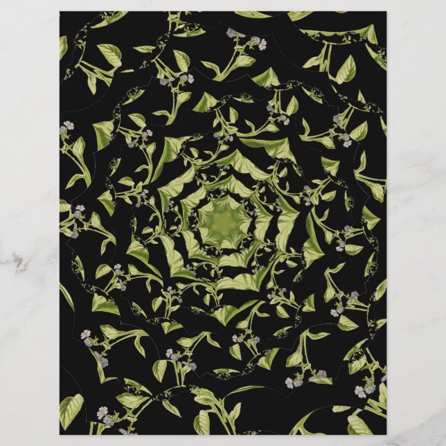 Green and black nature fractal Scrapbook paper (Front)