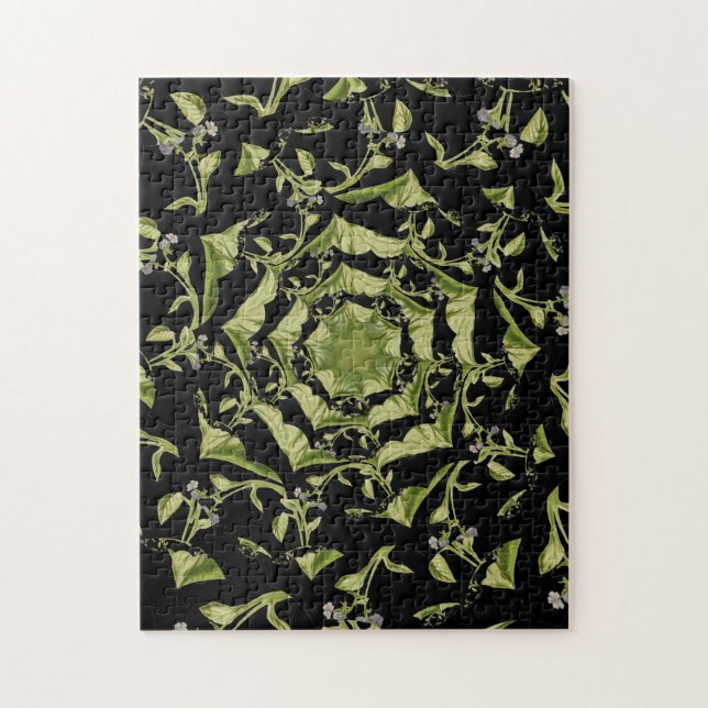 Green and black nature hypnosis fractal jigsaw puzzle (Vertical)