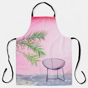 Green and black palm tree illustration apron