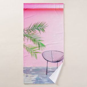 Green and black palm tree illustration bath towel