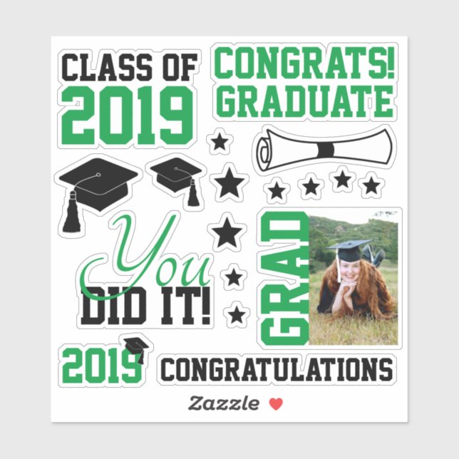 Green and Black Photo Graduation (Sheet)