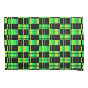 Green and Black Pillow Case With Plaid Pattern