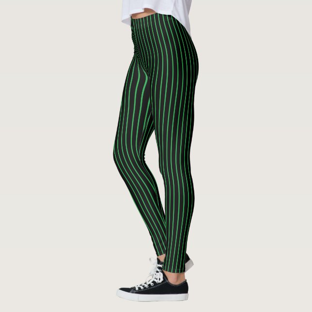 Green and Black Pinstripe Leggings (Left)