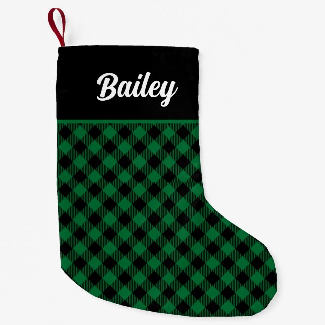 Green and Black Plaid Christmas Stocking (Front)