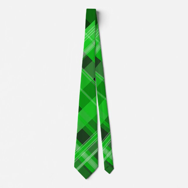 Green and Black Plaid Tie (Front)