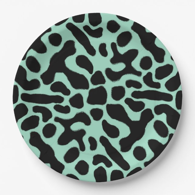 Green and Black Poison Dart Frog Paper Plate (Front)