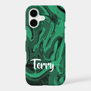 Green and black polished marble