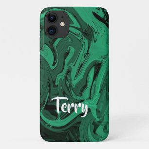 Green and black polished marble iPhone 11 case