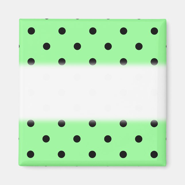 Green and Black Polka Dot Pattern. Magnet (Front)