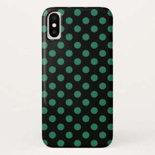 Green and black polka dots iPhone x case
