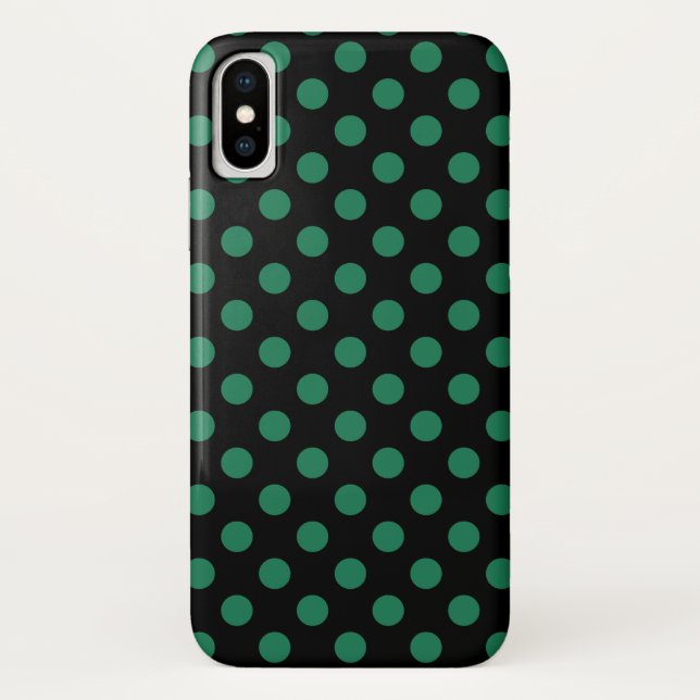 Green and black polka dots Case-Mate iPhone case (Back)