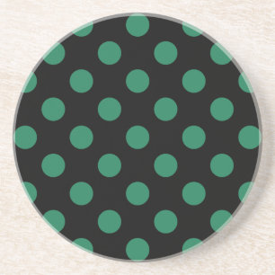 Green and black polka dots coaster
