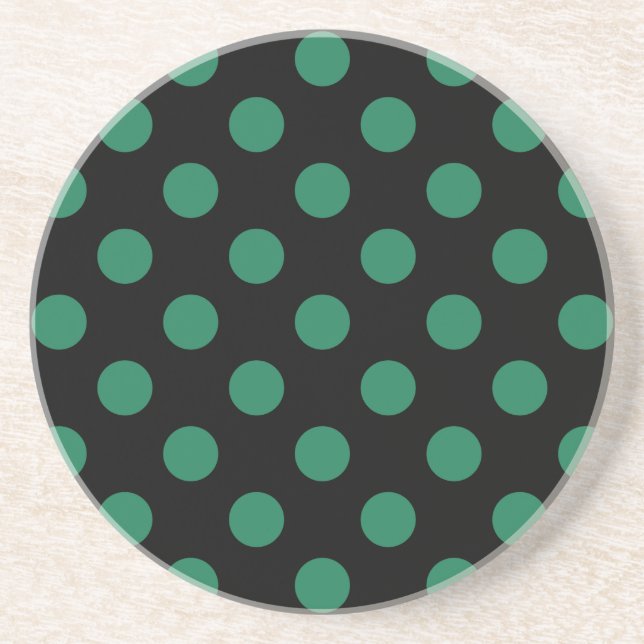 Green and black polka dots coaster (Front)