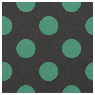 Green and black polka dots fabric