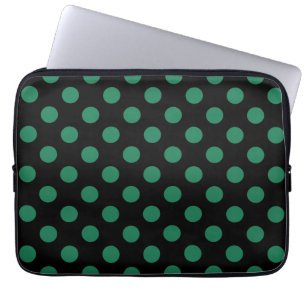 Green and black polka dots laptop sleeve