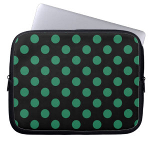 Green and black polka dots laptop sleeve