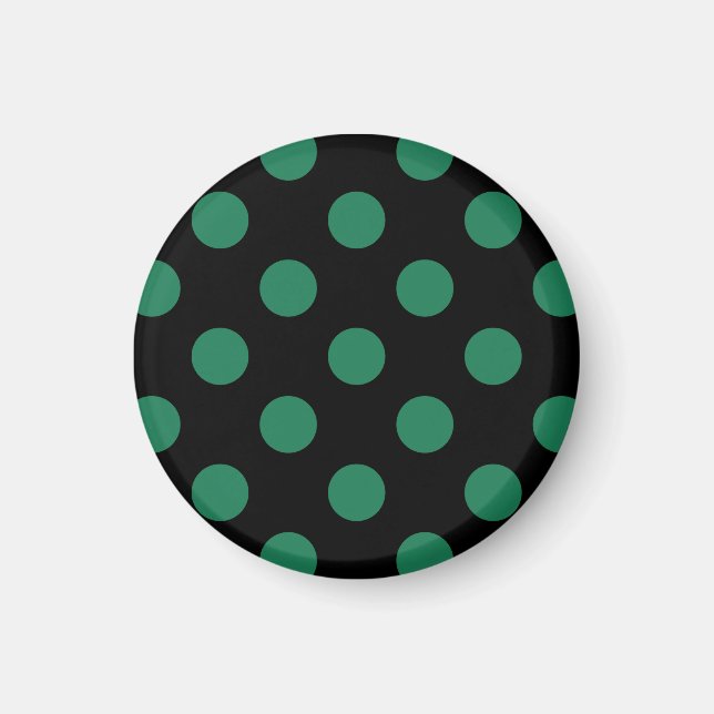 Green and black polka dots magnet (Front)