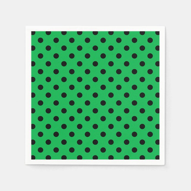 Green and Black Polka Dots Napkin (Front)