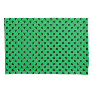 Green and Black Polka Dots Pillowcase