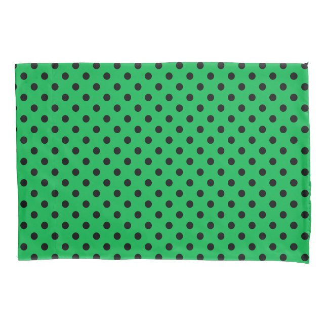 Green and Black Polka Dots Pillowcase (Front)