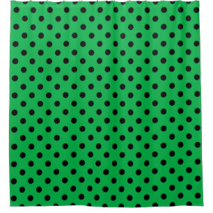 Green and Black Polka Dots Shower Curtain