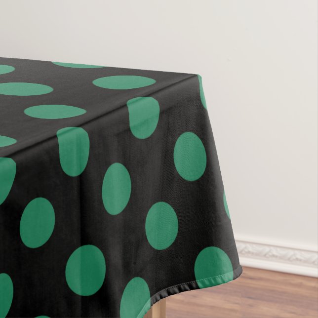 Green and black polka dots tablecloth (In Situ)