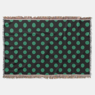 Green and black polka dots throw blanket