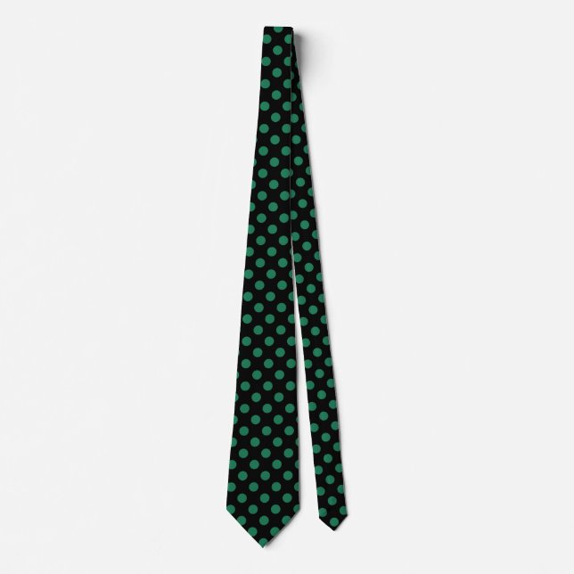 Green and black polka dots tie (Front)