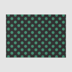 Green and black polka dots tissue paper