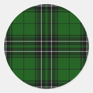 Green and Black Scottish Clan MacLean Tartan Classic Round Sticker